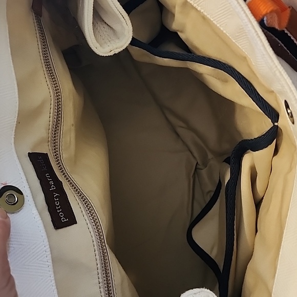 ‼️NWOT Pottery Barn White and Orange Seacliff Canvas Tote with Striped Handles - Picture 12 of 17